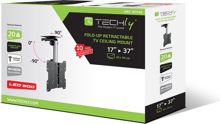 Immagine prodotto Techly Supporto da soffitto pieghevole e retrattile per TV LCD LED 17-37 (Vari)