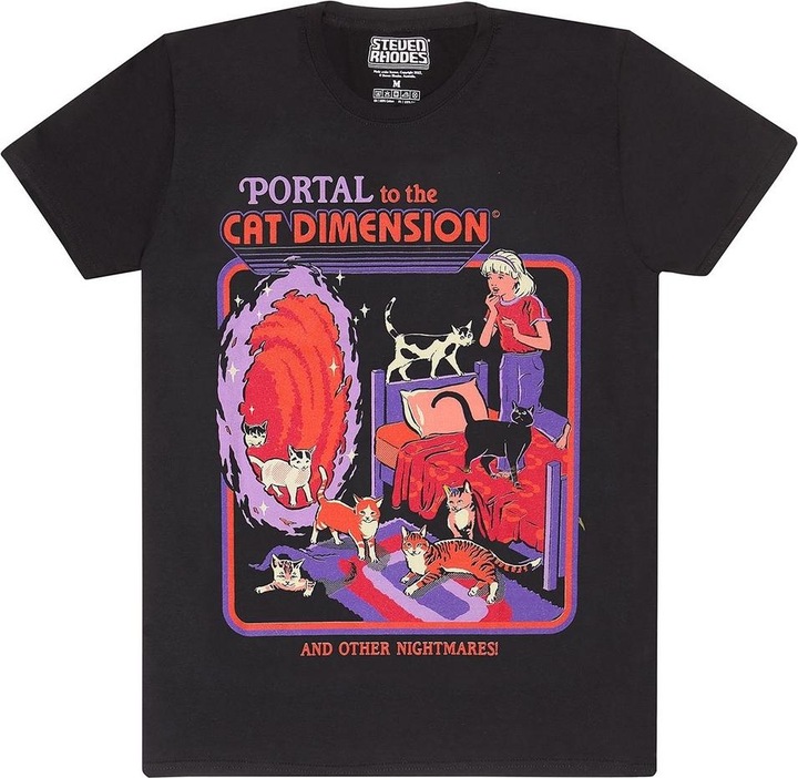 Actual product image Steven Rhodes Unisex Adult Portal To The Cat Dimension T-Shirt (L)