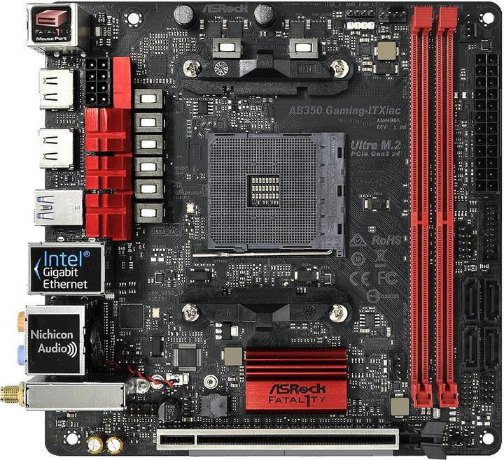 Actual product image AsRock AB350 Gaming ITX/ac (AM4, AMD B350, Mini-ITX)
