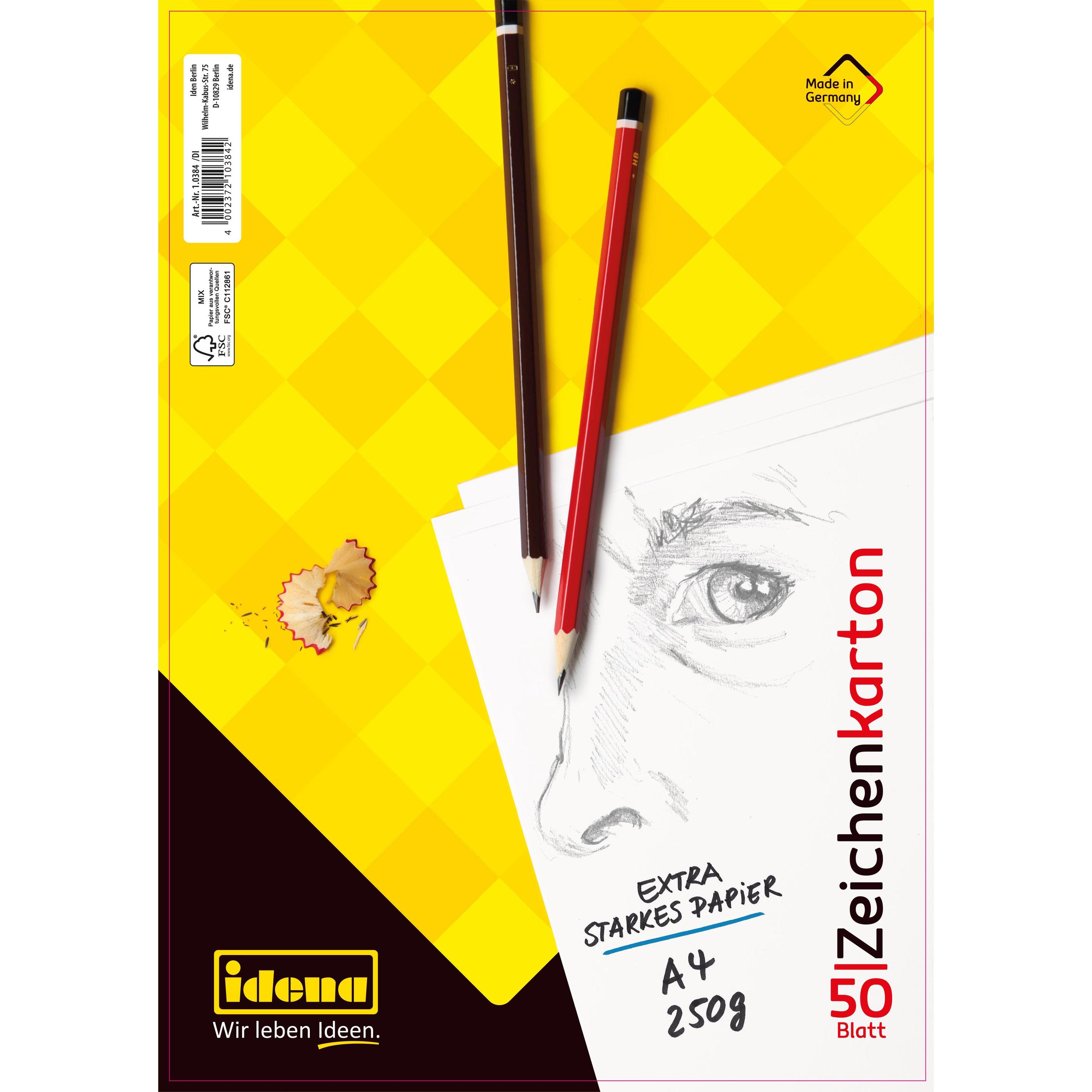 Idena, Bastelpapier, Zeichenkarton A4 50 Blatt 250g FSC-Mix (250 g/m², 50 x)