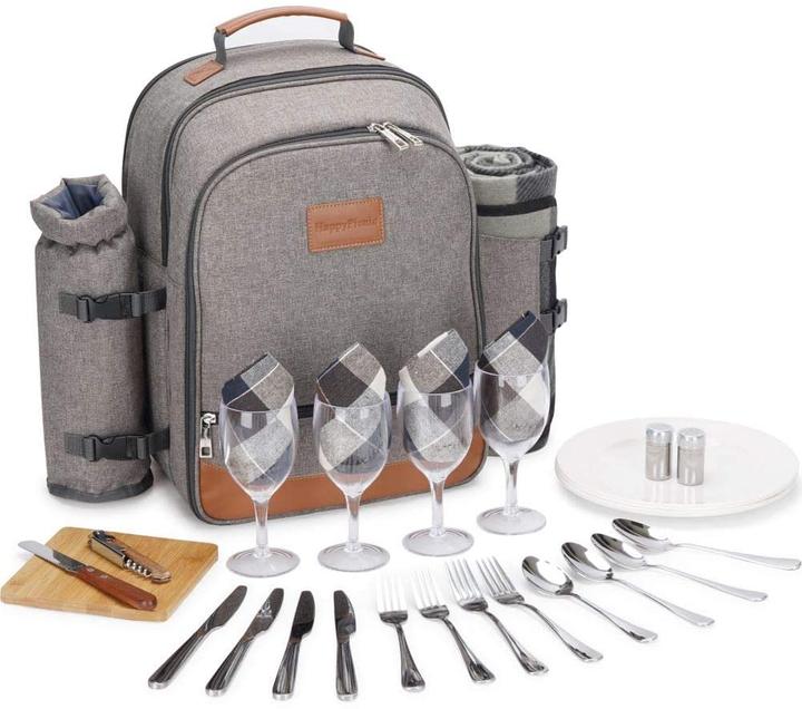 Actual product image HappyPicnic Picnic backpack with accessories, grey