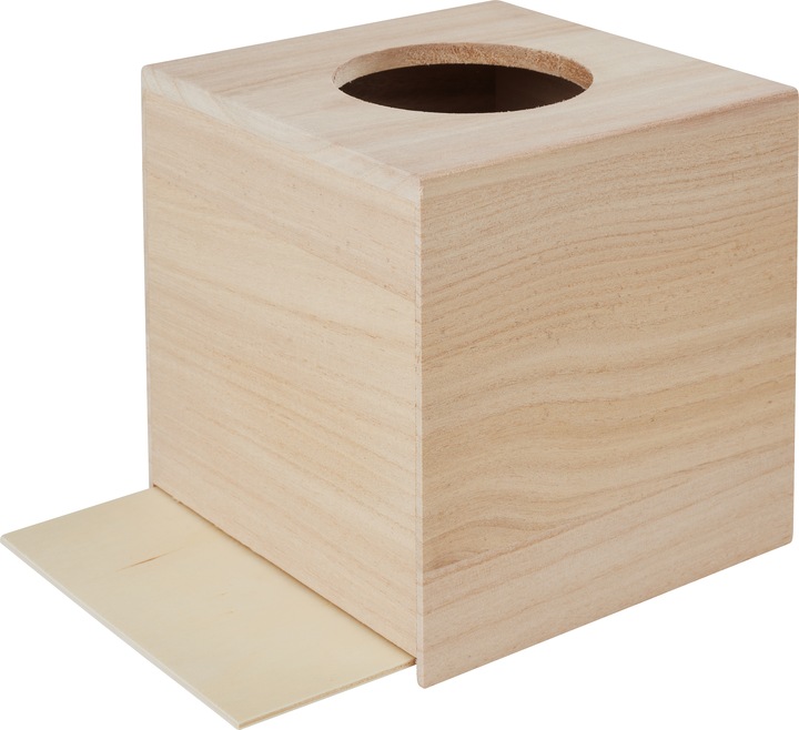 Produktbild VBS Kosmetiktuchbox "Quadratisch", mit runder Öffnung, Rohholz
