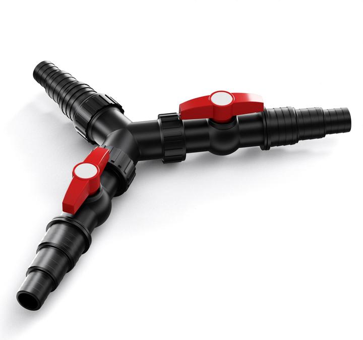 Produktbild Wiltec Y-Verteiler Absperrhahn 25/32/38mm Stufentülle Verbinder Schlauchverbinder (Verteiler, 38 mm)