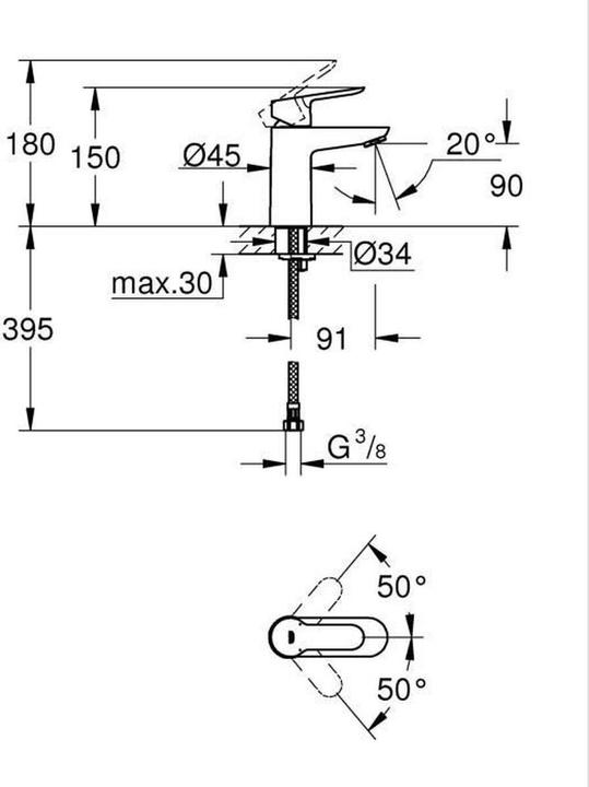 Produktbild Grohe Einhand-Waschtischbatterie BAUEDGE