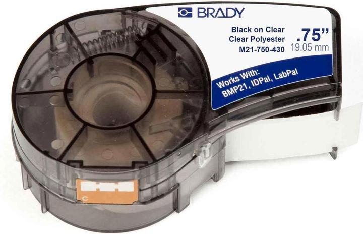 Produktbild Brady M21-750-430, Polyester, 19,1mm x 6,4m, Schwarz auf Transparent permanent, endlos (19.10 mm)