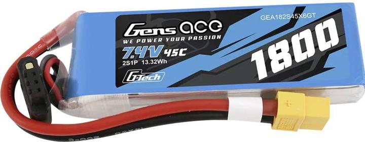 Immagine prodotto Gens Ace Batteria GensAce G-Tech LiPo 1800mAh 7.4V 45C 2S1P XT60 (7.40 V, 1800 mAh)