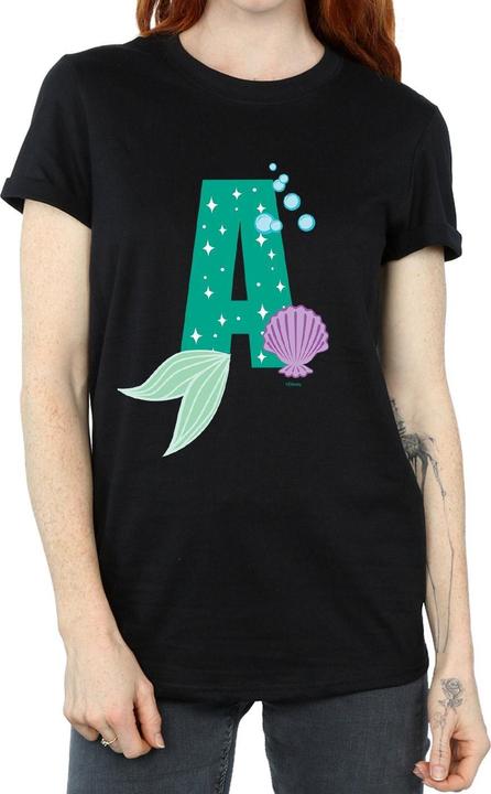 Actual product image Disney Womens/Ladies Alphabet A Is For Ariel Cotton Boyfriend T-Shirt (M)