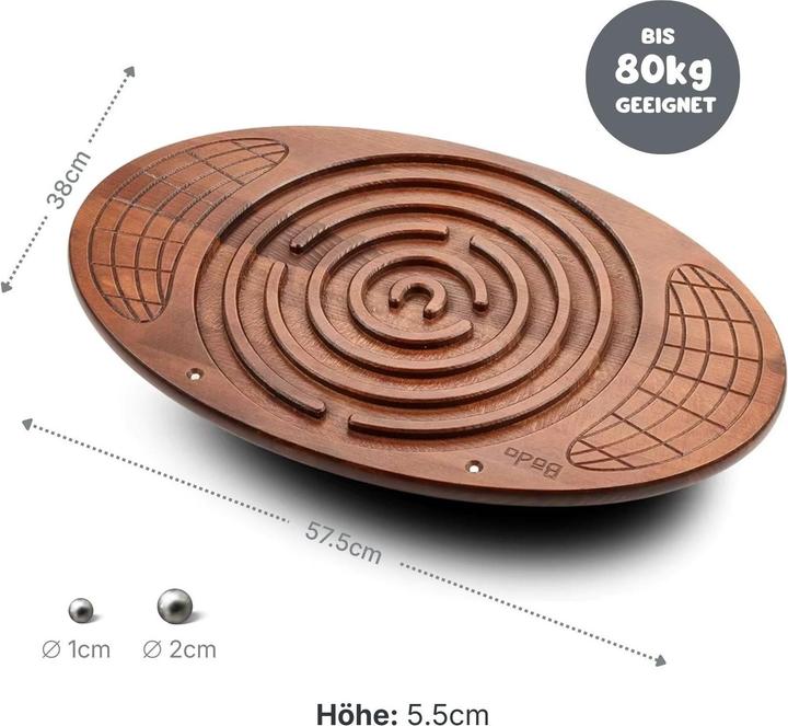 Image du produit Hermex Kinder-Balanceboard aus Holz mit Labyrinth-Spiel Balancierbrett Wippe