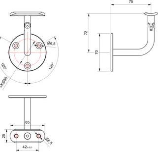 Produktbild OK-Line Handlaufträger mit Gelenk und Platte (Edelstahl A2)
