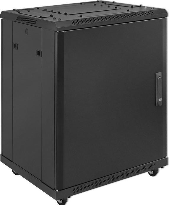 Produktbild Qoltec Szafa RACK 19" | 15U | 600 x 600 x 855 | hartowane drzwi | stojąca | nóżki + kółka | stalowa (15 HE, 19 Zoll Rack)