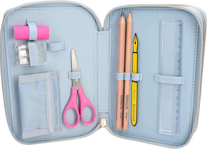 Actual product image Top Model Topmodel - TOPModel Triple Pencil Case - FESTIVAL FUN - Cream, Light Blue