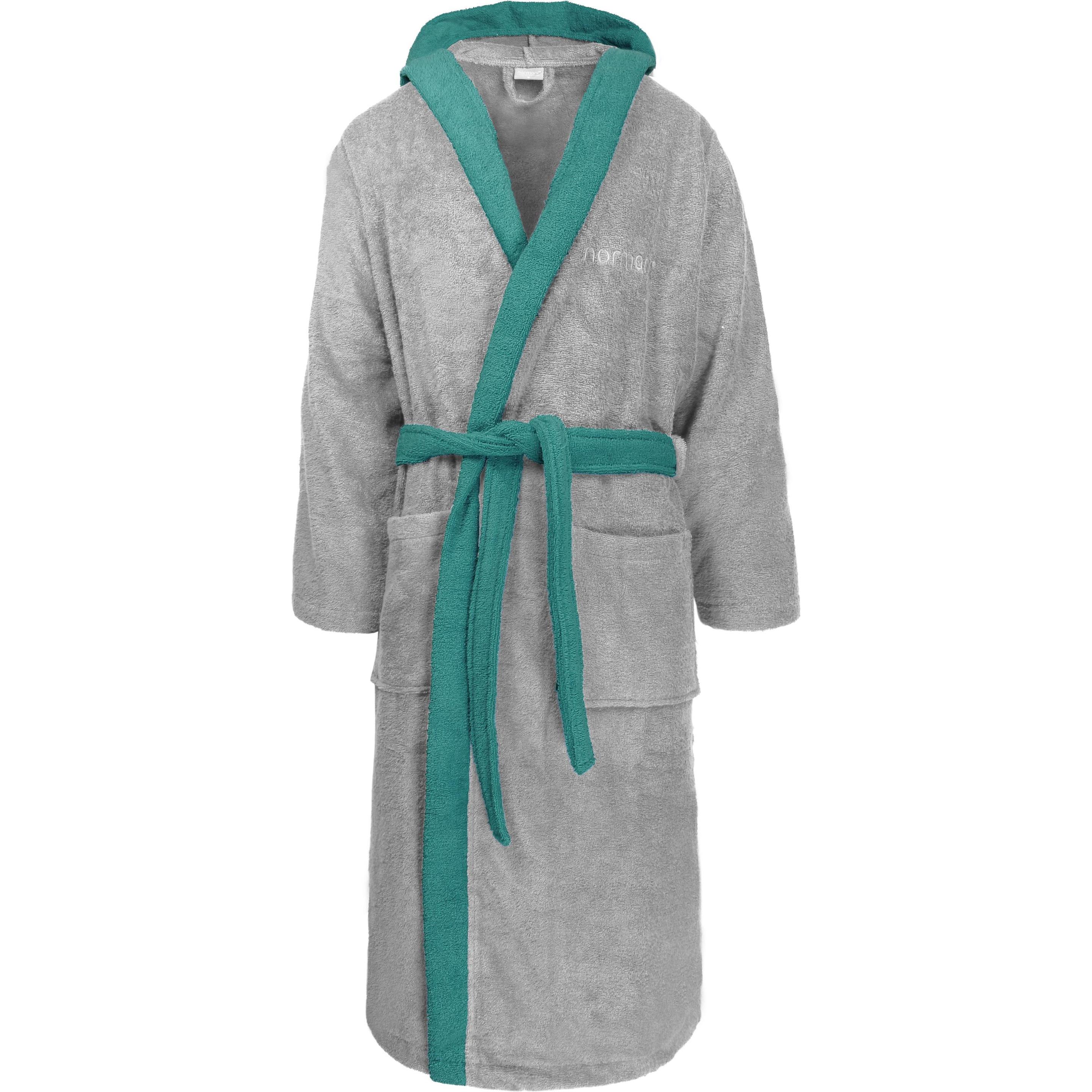 Normani, Bademantel, Damen Baumwoll-Bademantel mit Frottee, zweifarbig - OEKO-TEX 100 (L)