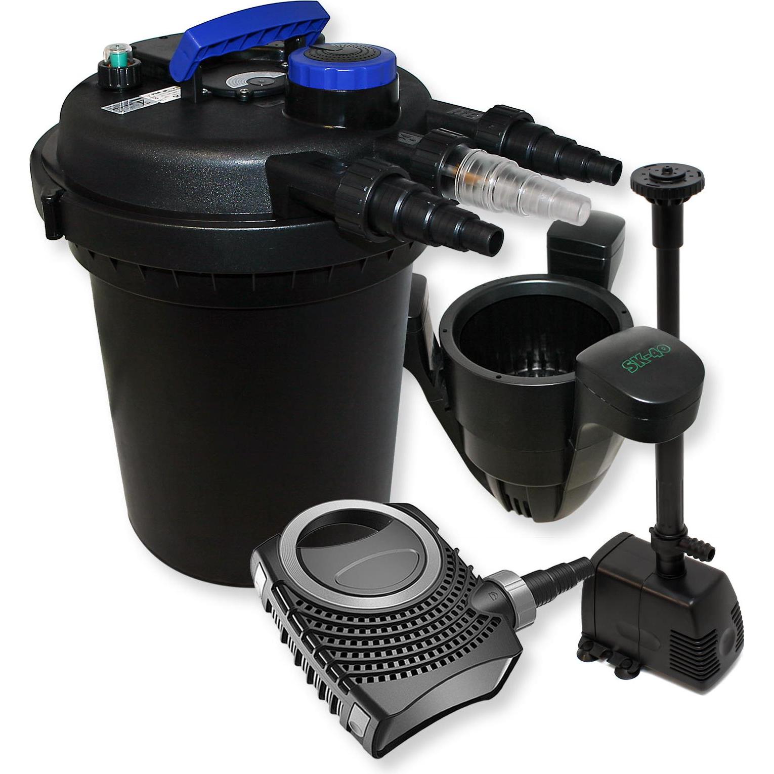 Wiltec, Brunnen + Gartenteich, Druckfilter Set 6000l 11W UV Klärer Pumpe Springbrunnen Skimmer 500