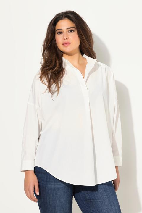 Immagine prodotto Ulla Popken Blusa dal taglio oversize con pieghe, collo da camicia e maniche lunghe (54)