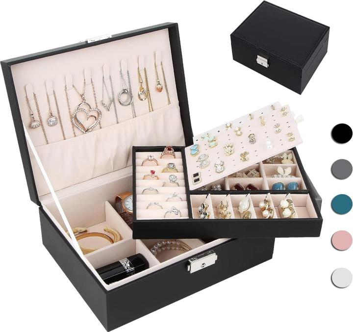 Produktbild Only-Bags.Store Schmuckkästchen mit 2 Ebenen, PU-Leder-Schmuckkästchen