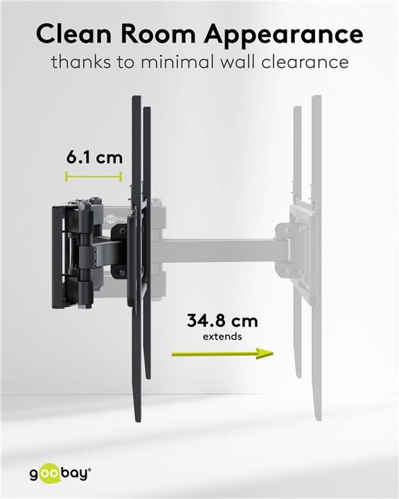 Actual product image Goobay TV-Wandhalterung Basic FULLMOTION L (Wall, 40 kg, 37" - 80")