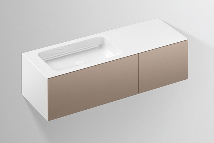 Actual product image Alape WP.Folio8 washbasin, 1254x350x450mm, vanity unit 2 full extensions, washbasin without tap hole
