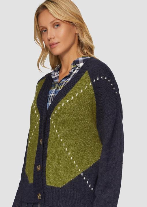 Produktbild S.Oliver Strickjacke Oversized Wollmix-Strickjacke mit Argyle-Muster (36)