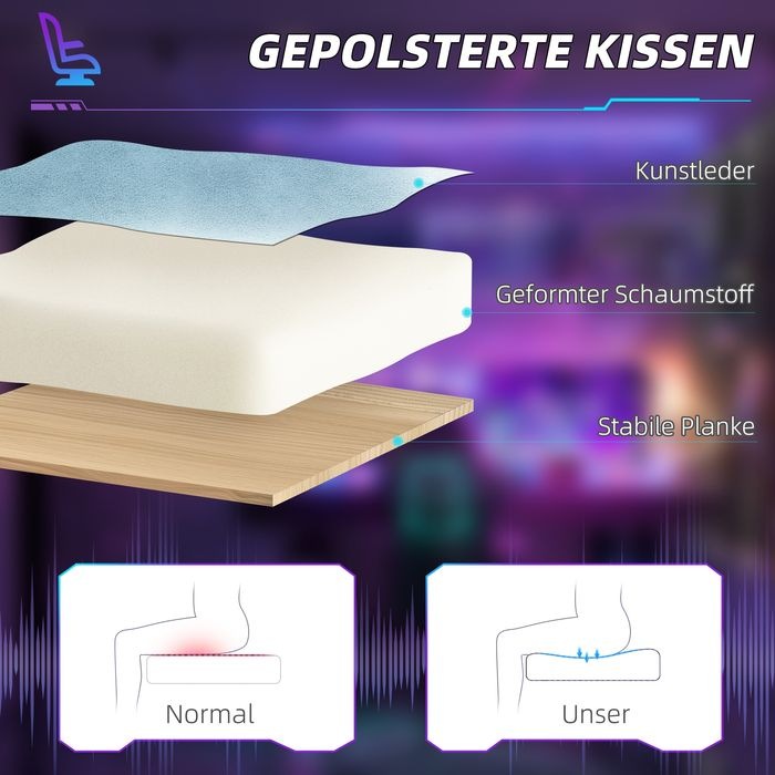 Produktbild Swisshandel24 Gamingstuhl mit Liegefunktion, höhenverstellbar Schreibtischstuhl bis 120 kg