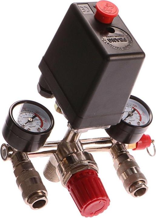 Immagine prodotto GEKO Valvola pressostatica + indicatore di pressione per compressore d'aria - ricambio (12 bar)