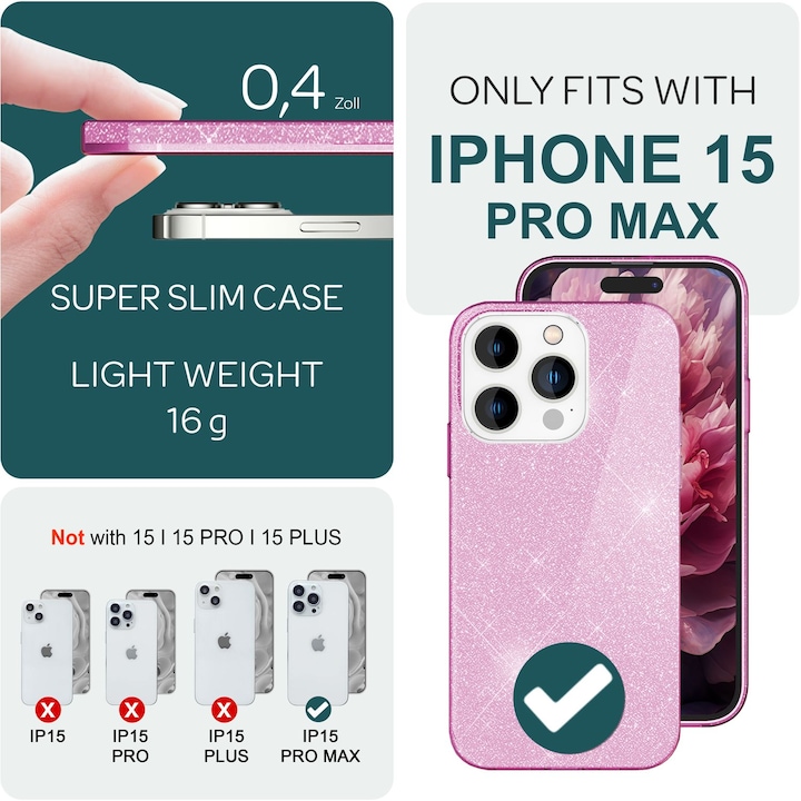 Produktbild Nalia Glitzer Hülle (Apple iPhone 15 Pro Max)
