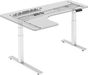 Image du produit Neutral Powerton ERGO EDGE Ecktischgestell mit elektrisch verstellbarer Höhe 125 kg Tragfäh, weiss