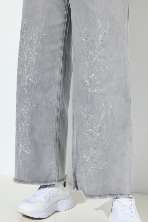 Immagine prodotto Ulla Popken Jeans modello Mary in denim elasticizzato con ricami e orli sfrangiati (54)