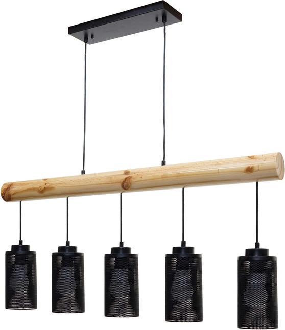 Immagine prodotto Swisshandel24 Lampada a sospensione, legno massiccio industriale vintage, metallo nero - 5 paralumi a tubo (E27)