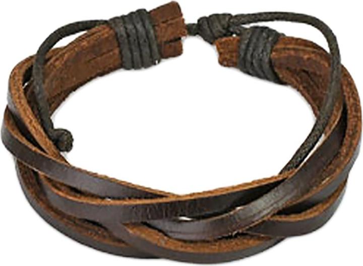 Produktbild Star Piercing Lederarmband mit fünf Bänder braun (ohne Messing, Leder)