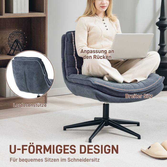 Actual product image Swisshandel24 Drehbarer Bürostuhl mit breitem Sitz, Geräumiger Polsterstuhl fürs Büro, Arbeitszimmer, Dunkelgrau