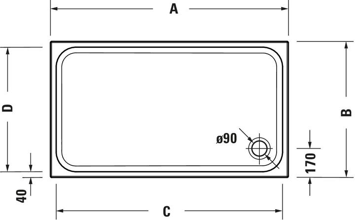 Produktbild Duravit Rechteck-Duschwanne D-CODE mit Antislip, weiss 1300x900x85mm (130 cm, 90 cm)