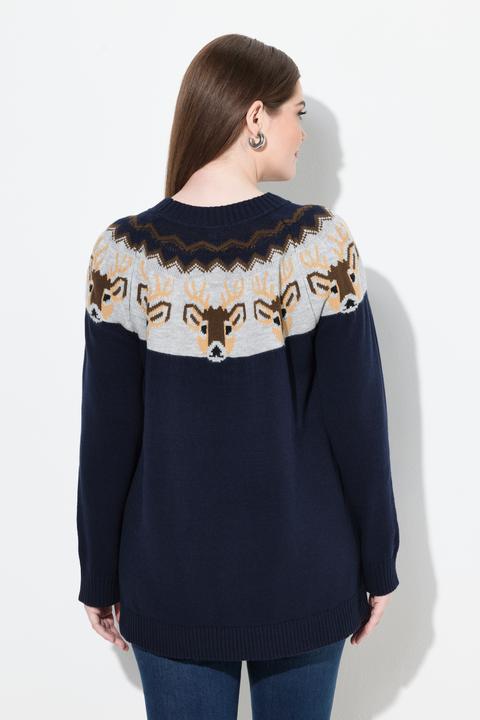 Produktbild Ulla Popken Norweger-Pullover, Rentiere, Rundhals, Langarm (42, 44)
