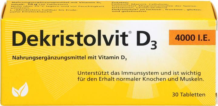 Image du produit Dekristolvit D3 4000 I.U. en comprimés, 30 comprimés (30 pièce(s), Cachets)