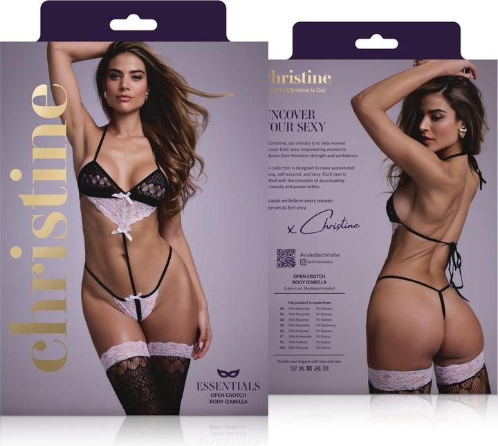Actual product image Christine Le Duc Crotchless Play Body-Set Izabel- black (One size)