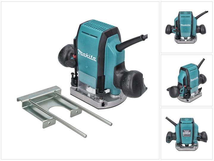2x spanners, 1x rip fence, 1x suction nozzle, 1x Makita RP 0900 router