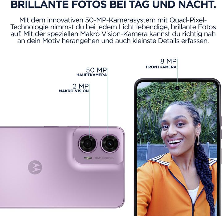 Produktbild Motorola moto g24 (128 GB, Pink Lavender, 6.56", Dual SIM, 50 Mpx, 4G)