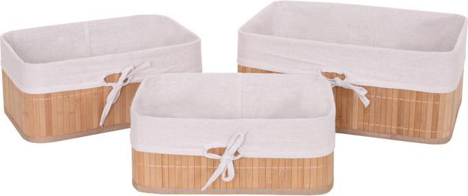Image du produit Swisshandel24 Lot de 3 paniers de rangement, panier de rangement boîte de tri panier d'étagère, bambou - couleur (22 cm, 3x)