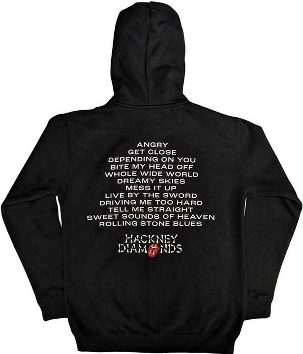 Immagine prodotto The Rolling Stones Hackney Diamonds Felpa con Cappuccio e Zip Intera Elenco delle Tracce Adulto Unisex (XL)