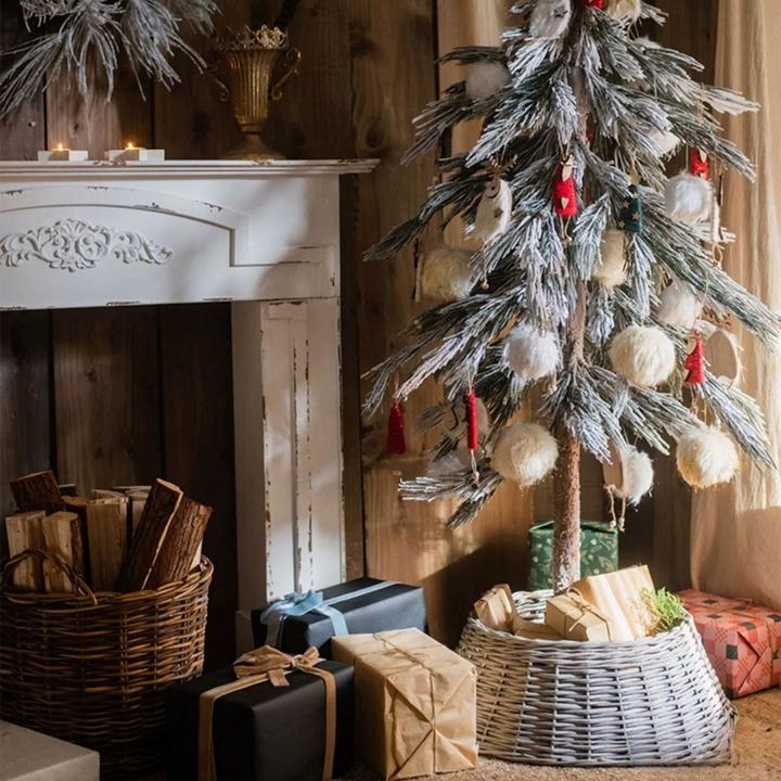 Image du produit Hermex Rotin Panier de sapin de Noël Jupe de sapin de Noël Collier de sapin Couverture de panier (1-pièce)