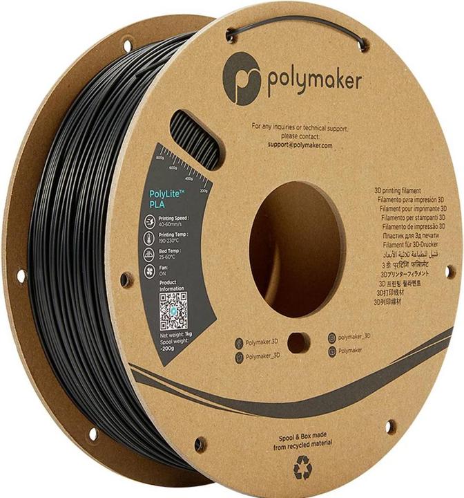 Produktbild Polymaker PolyLite PLA - Black - 2.85mm (PLA, 2.85 mm, 1000 g, Schwarz)