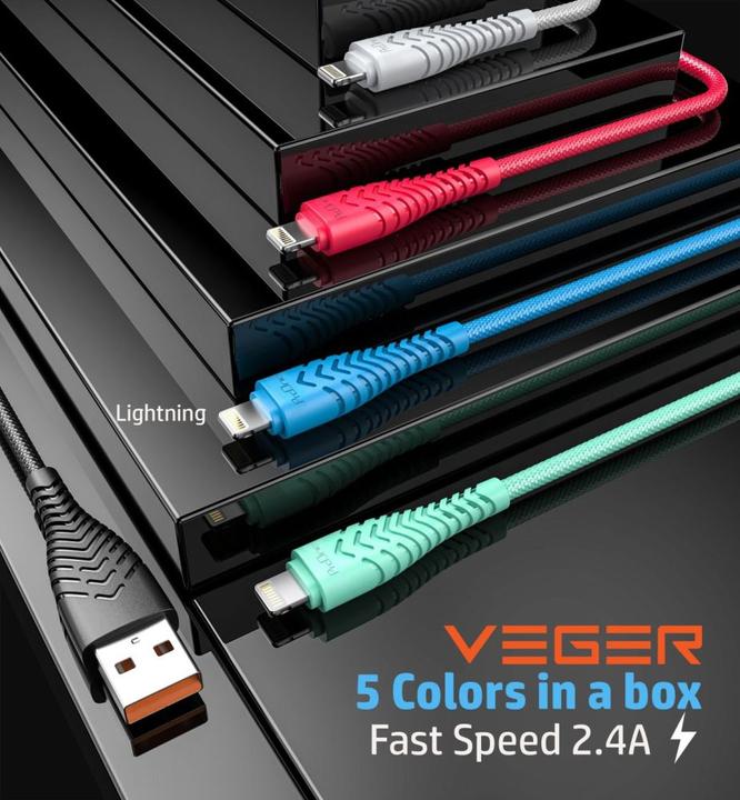 Produktbild Veger Cable cable USB A to Lightning 2,4A V105 1,2 m black (1.20 m, USB 2.0)