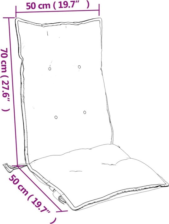 Immagine prodotto VidaXL Cuscini per sedia con schienale alto 4 pezzi. Tessuto Oxford (120 x 50 x 7 cm)
