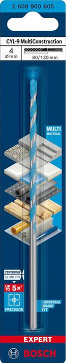 Produktbild Bosch Professional Zubehör EXPERT CYL-9 MultiConstruction Bohrer, 4 x 80 x 130 mm (4 Millimeter)