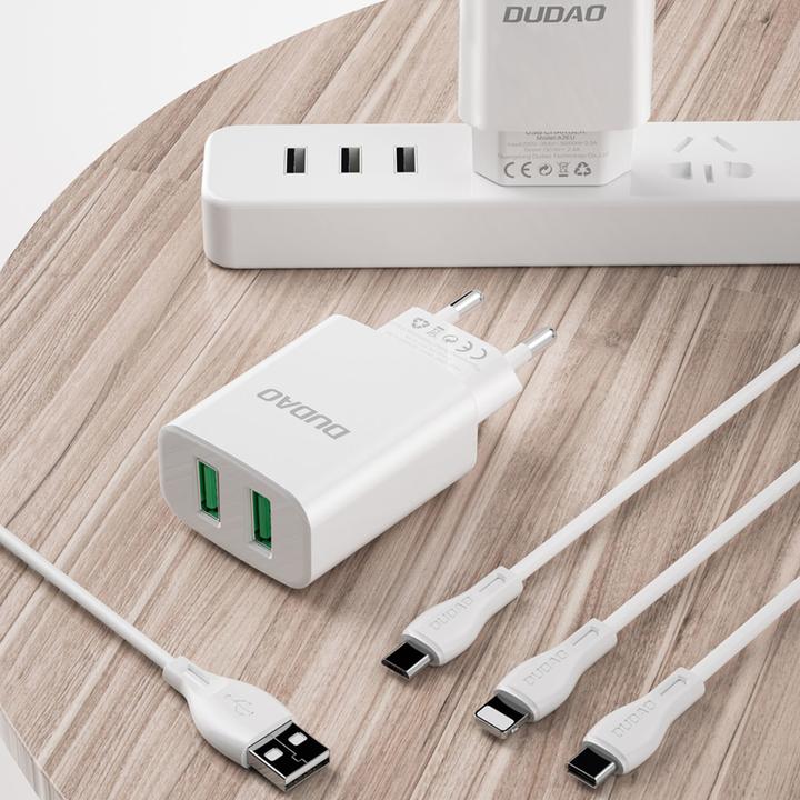 Produktbild Dudao EU charger 2 x USB 2.4A 5V DC white (12 W)