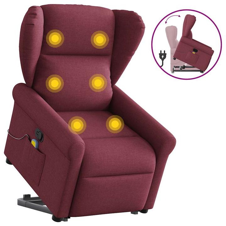 Immagine prodotto VidaXL Poltrona massaggiante con ausilio stand-up in tessuto rosso vino