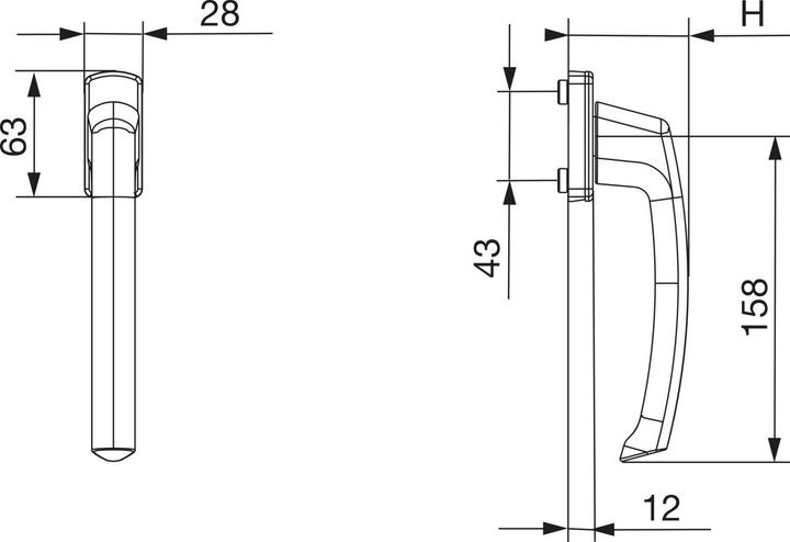 Actual product image Maco SKB-S/SE/PAS Rotary handle, without square spindle, silver anodised aluminium (Door handle)
