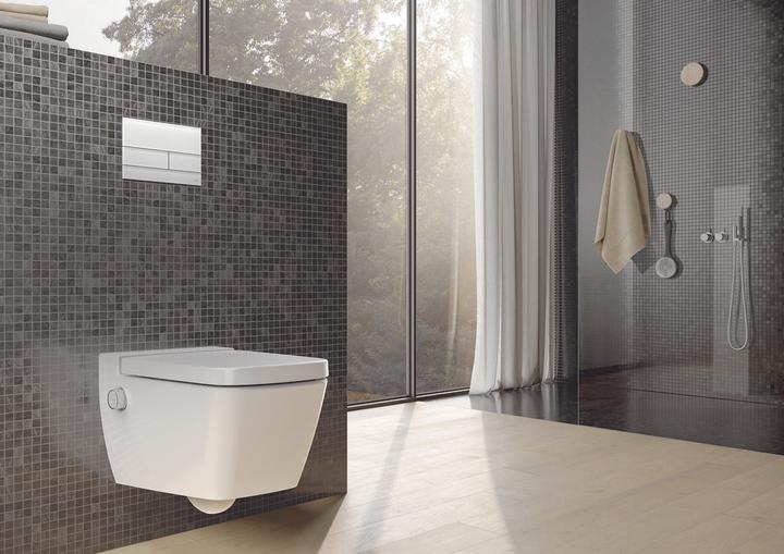 Actual product image TECE TECEone wall-hung toilet with shower function, cold water, rimless