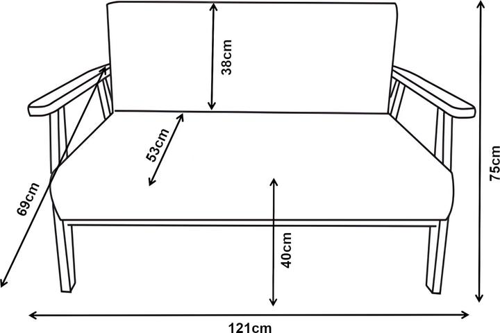 Produktbild En.Casa 2-Sitzer Polstersofa Kinda 121x69x75 cm Grau (2-Sitzer)