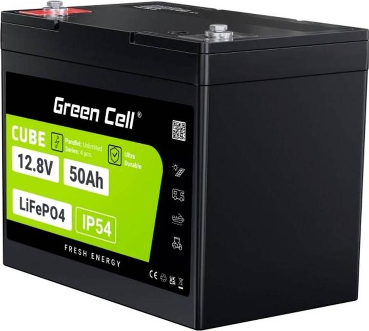 Immagine prodotto GreenCell Green Cell CUBE LiFePO4 battery 50Ah 12.8V 640Wh lithium iron phosphate battery for motorhomes, golf (12.80 V, 50 Ah)