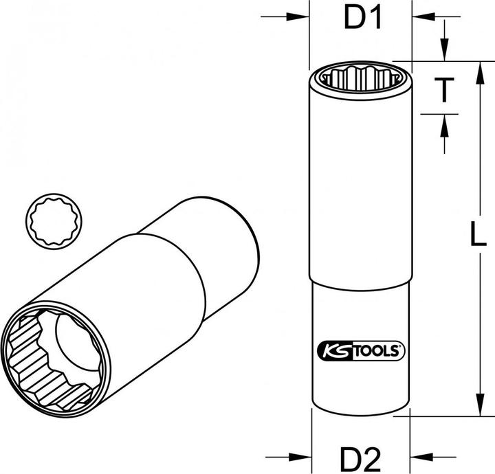 Actual product image KS Tools 1/2" socket long (34 mm)